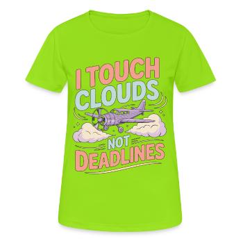 Private Pilot I Touch Clouds Flight Instructor - Frauen T-Shirt atmungsaktiv - Neongrün - Vorne - AI Model Female 172 dark (172cm)