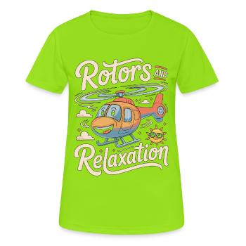 Rotors de pilote privé et aviation de relaxation - T-shirt respirant Femme - vert néon - Devant - AI Model Female 172 dark (172cm)
