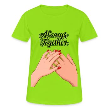 Always Together: Hands with Wedding Rings - Women's Breathable T-Shirt - neon green - Front - AI Model Female 172 dark (172cm)