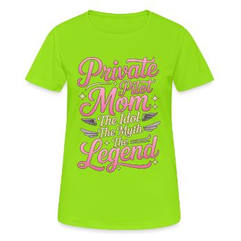 Maman pilote privé L’idole L’hôtesse de l’air - T-shirt respirant Femme - vert néon - Devant - AI Model Female 172 dark (172cm)