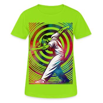 Golfer in a colorful whirlpool - Women's Breathable T-Shirt - neon green - Front - AI Model Female 172 dark (172cm)