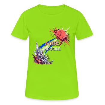 Aube indocile - T-shirt respirant Femme - vert néon - Devant - AI Model Female 172 dark (172cm)