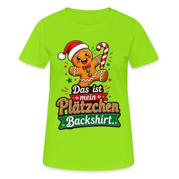 Das ist mein Plätzchen Backshirt Lebkuchen - Frauen T-Shirt atmungsaktiv - Neongrün - Vorne - AI Model Female 172 dark (172cm)