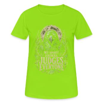 Raven Raven Mon animal spirituel juge tout le monde - T-shirt respirant Femme - vert néon - Devant - AI Model Female 172 dark (172cm)