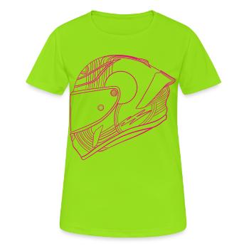 Neon pink Helm - Visier - Frauen T-Shirt atmungsaktiv - Neongrün - Vorne - AI Model Female 172 dark (172cm)