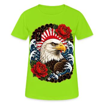 Weißkopfseeadler im japanischen Tattoo Stil - Frauen T-Shirt atmungsaktiv - Neongrün - Vorne - AI Model Female 172 dark (172cm)