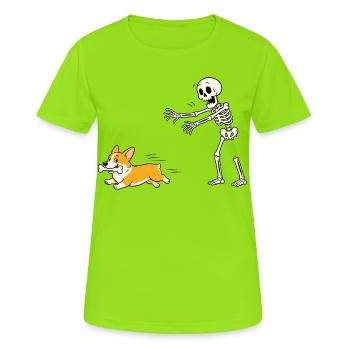 Halloween, Cprgi, Skeleton - T-shirt respirant Femme - vert néon - Devant - AI Model Female 172 dark (172cm)