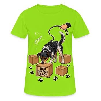 BOX SEARCH READY Dog - Women's Breathable T-Shirt - neon green - Front - AI Model Female 172 dark (172cm)