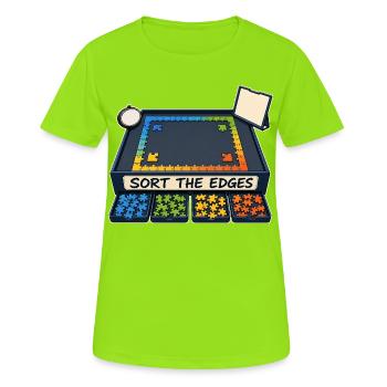 SORT THE EDGES - Frauen T-Shirt atmungsaktiv - Neongrün - Vorne - AI Model Female 172 dark (172cm)
