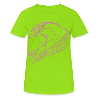 Helm - Frauen T-Shirt atmungsaktiv - Neongrün - Vorne - AI Model Female 172 dark (172cm)