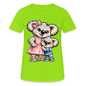 Süßer Koala – Große Schwester - Frauen T-Shirt atmungsaktiv - Neongrün - Vorne - AI Model Female 172 dark (172cm)
