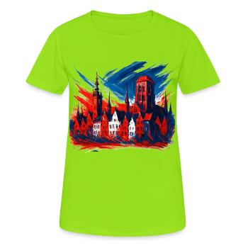 Gdańsk Gdańsk Design : Armoiries Patriotique - T-shirt respirant Femme - vert néon - Devant - AI Model Female 172 dark (172cm)