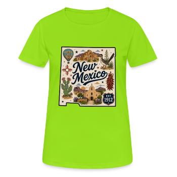 New Mexico Land of Enchantment Vintage-Aufkleber - Frauen T-Shirt atmungsaktiv - Neongrün - Vorne - AI Model Female 172 dark (172cm)