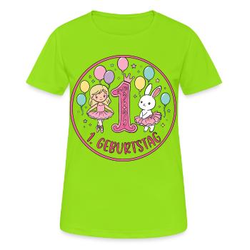 1. Geburtstag Ballerina  - Frauen T-Shirt atmungsaktiv - Neongrün - Vorne - AI Model Female 172 dark (172cm)