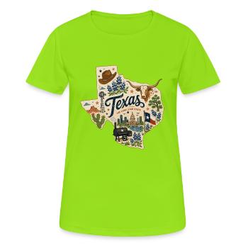 Texas Lone Star State Vintage-Reiseaufkleber - Frauen T-Shirt atmungsaktiv - Neongrün - Vorne - AI Model Female 172 dark (172cm)