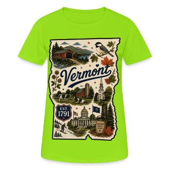 Autocollant vintage de l’État Vermont Green Mountain - T-shirt respirant Femme - vert néon - Devant - AI Model Female 172 dark (172cm)