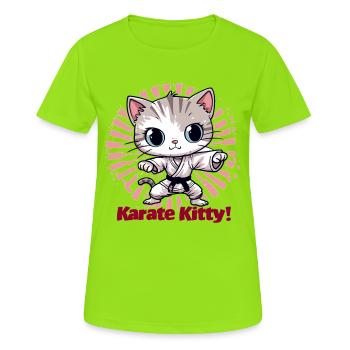 Karate Kitty - Women's Breathable T-Shirt - neon green - Front - AI Model Female 172 dark (172cm)