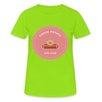 Couchpotato Laufclub Logo - Frauen T-Shirt atmungsaktiv - Neongrün - Vorne - AI Model Female 172 dark (172cm)