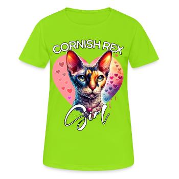 Cornish Rex Girl Cornish Rex Cat - Women's Breathable T-Shirt - neon green - Front - AI Model Female 172 dark (172cm)