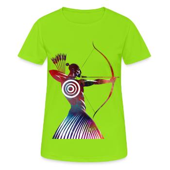 Colorful Shield Archer - Women's Breathable T-Shirt - neon green - Front - AI Model Female 172 dark (172cm)