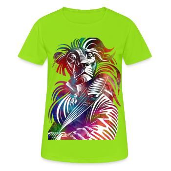 The Lion's Symphony of Colors - Women's Breathable T-Shirt - neon green - Front - AI Model Female 172 dark (172cm)