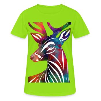 Colorful abstract deer - Women's Breathable T-Shirt - neon green - Front - AI Model Female 172 dark (172cm)