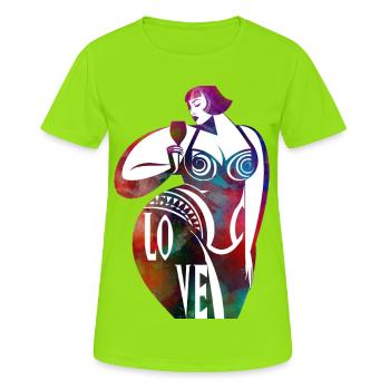 Female silhouette in colorful LOVE - Women's Breathable T-Shirt - neon green - Front - AI Model Female 172 dark (172cm)