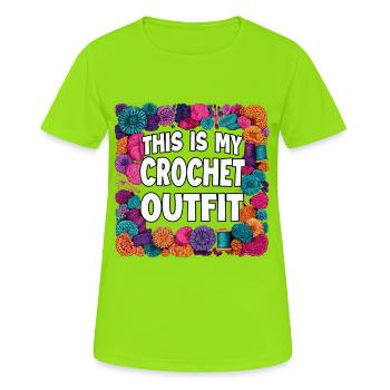 Ma tenue au crochet : Monde de laine colorée - T-shirt respirant Femme - vert néon - Devant - AI Model Female 172 dark (172cm)