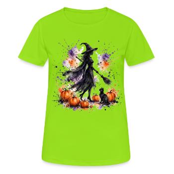 Sorcières - Sorcière Aquarelle - T-shirt respirant Femme - vert néon - Devant - AI Model Female 172 dark (172cm)