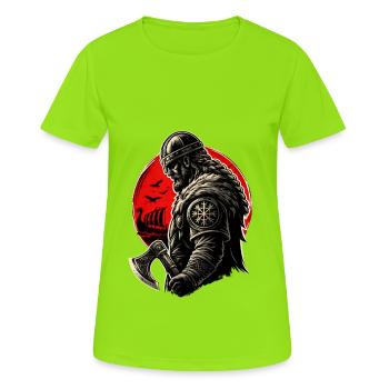 Viking Warlord at Red Horizon - Women's Breathable T-Shirt - neon green - Front - AI Model Female 172 dark (172cm)