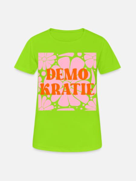 Blumen Verantwortung Demokratie - Frauen T-Shirt atmungsaktiv - Neongrün