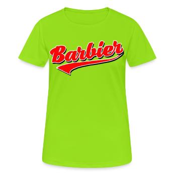 barbier haar bart barber rasieren männer barber - Frauen T-Shirt atmungsaktiv - Neongrün - Vorne - AI Model Female 172 dark (172cm)