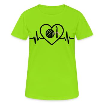 Häkeln Stricken Herz Kugel Rosa Hobby Frau - Frauen T-Shirt atmungsaktiv - Neongrün - Vorne - AI Model Female 172 dark (172cm)