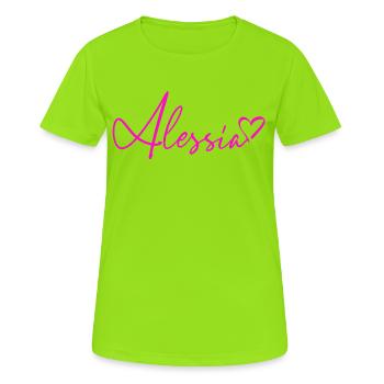 Alessia Signature Rose Néon - T-shirt respirant Femme - vert néon - Devant - AI Model Female 172 dark (172cm)