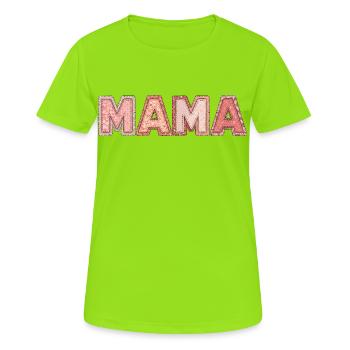 Mom Patchwork Shirt for Moms - Women's Breathable T-Shirt - neon green - Front - AI Model Female 172 dark (172cm)