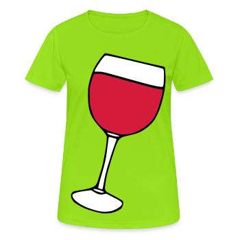 Rotwein im Glas - Frauen T-Shirt atmungsaktiv - Neongrün - Vorne - AI Model Female 172 dark (172cm)