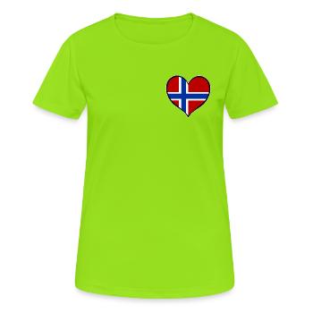 Drapeau du cœur de Norvège utilisé - T-shirt respirant Femme - vert néon - Devant - AI Model Female 172 dark (172cm)