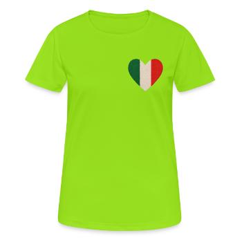 Dreifarbiges Herz Italien - Frauen T-Shirt atmungsaktiv - Neongrün - Vorne - AI Model Female 172 dark (172cm)
