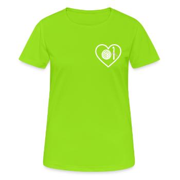 Crochet Heart Yarn Ball Pink Thread Craft Woman   - Women's Breathable T-Shirt - neon green - Front - AI Model Female 172 dark (172cm)