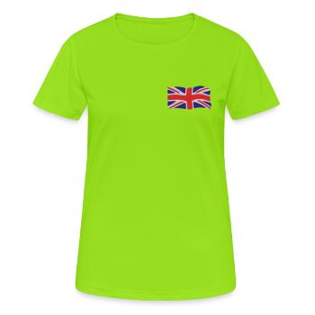 Flagge Großbritannien - Frauen T-Shirt atmungsaktiv - Neongrün - Vorne - AI Model Female 172 dark (172cm)