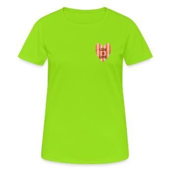 L’amour, c’est des rayures en cœur d’amour - T-shirt respirant Femme - vert néon - Devant - AI Model Female 172 dark (172cm)