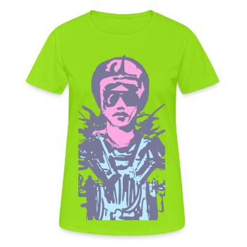 motarde - T-shirt respirant Femme - vert néon - Devant - AI Model Female 172 dark (172cm)