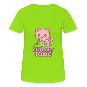 Giftige Kawaii-Katze - Frauen T-Shirt atmungsaktiv - Neongrün - Vorne - AI Model Female 172 dark (172cm)