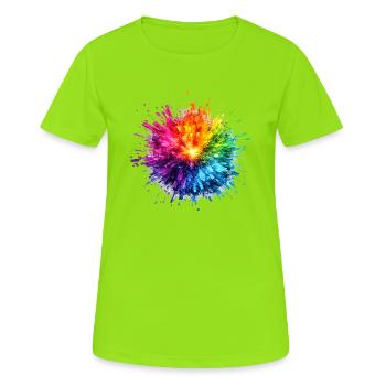 digitale_explosion - Frauen T-Shirt atmungsaktiv - Neongrün - Vorne - AI Model Female 172 dark (172cm)