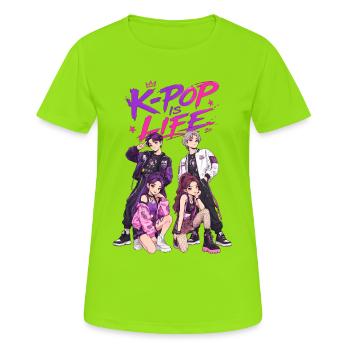 Kpop Is Life - T-shirt respirant Femme - vert néon - Devant - AI Model Female 172 dark (172cm)
