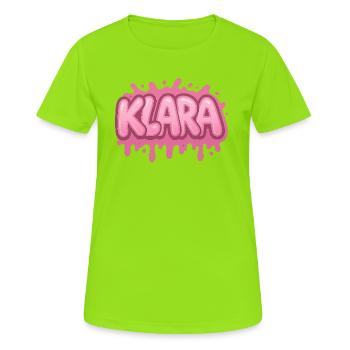 Graffiti  KLARA Prénom cadeau idéal imprimable sur - T-shirt respirant Femme - vert néon - Devant - AI Model Female 172 dark (172cm)