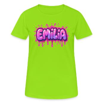 Graffiti Emilia Name Gift Ideal Printable su - Women's Breathable T-Shirt - neon green - Front - AI Model Female 172 dark (172cm)