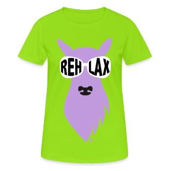 Reh-Mama mit Sonnenbrille - lila - Frauen T-Shirt atmungsaktiv - Neongrün - Vorne - AI Model Female 172 dark (172cm)