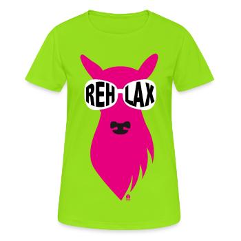 Reh-Mama mit Sonnebrille - pink - Frauen T-Shirt atmungsaktiv - Neongrün - Vorne - AI Model Female 172 dark (172cm)
