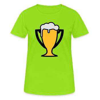 Weltmeister Bier Pokal - Frauen T-Shirt atmungsaktiv - Neongrün - Vorne - AI Model Female 172 dark (172cm)